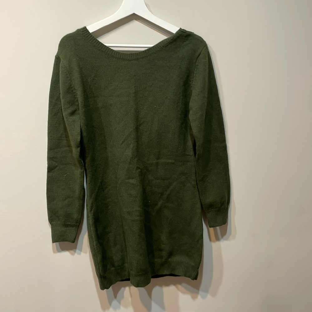 Olive lace back sweater dress